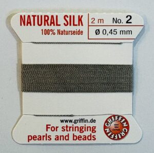 Griffin silk beading thread with needle no. 2 - Qty: 2m - Grey - ST0889