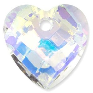 Fire polished faceted glass heart pendant - FP0164