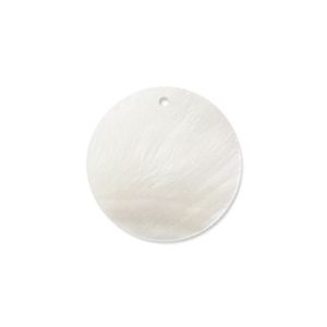 Opaque shell disc pendant 35mm x 2mm - Cream - SH3058
