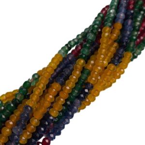 Assorted faceted coloured chalcedony rondelle beads 4mm x 3mm x 4mm - Qty: 129 pcs - GE1148