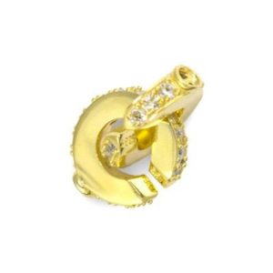 Diamante-set gold plated sterling silver interlocking C clasp - SS0082