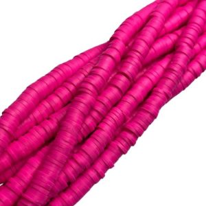 Fimo Rondelle Beads 6mm - Hot pink - Qty: Approx. 375 pcs - FM0065