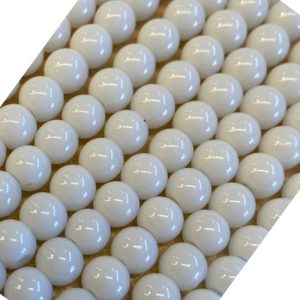 Glass ball bead 6mm - White - Qty: 50 pcs. - GB1666