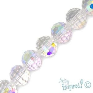 Fire polished faceted glass ball bead 8mm - Clear - Qty: 40 pcs. - GB1630
