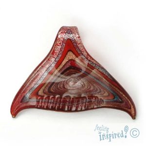 Foil glass whale tail pendant -Red- FB0259
