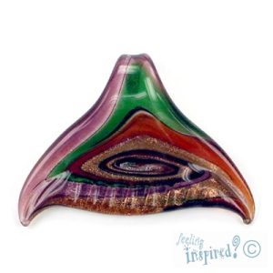 Foil glass whale tail pendant -Purple, Green, Silver- FB0262