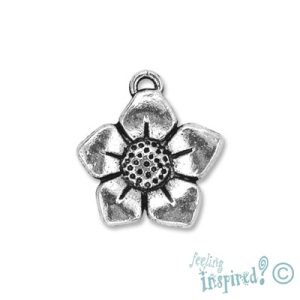 Metal flower charm 15mm x 17mm x 2mm - Qty: 25 pcs. - LF0165