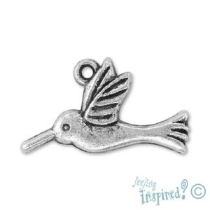 Metal hummingbird charm - Qty: 15 pcs. - LF0160