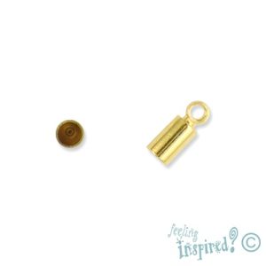 Leather end 3.4mm x 6mm + 3mm ring - Qty: 38 pcs. - FI7050