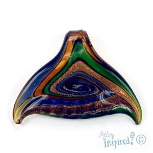Foil glass whale tail pendant -Blue- FB0565
