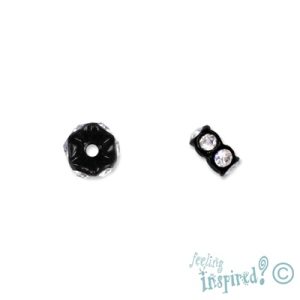 Diamante-set rondelle bead 6mm x 3mm -Black - Qty: 100 pcs. - FE0206B