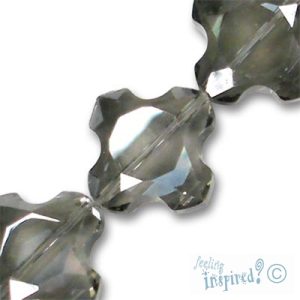 Faceted glass cross bead  -Smoky- Qty: 14 pcs. GB1002