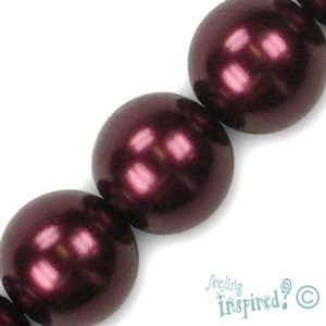 Round glass-based pearl bead 14mm  -Burgundy- Qty: 29 pcs. - GR0160