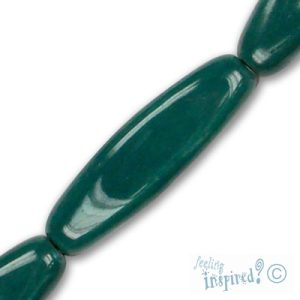 Ridged oblong ceramic bead 11mm x 35mm  -Dark Green- Qty: 8 pcs. - CR1035