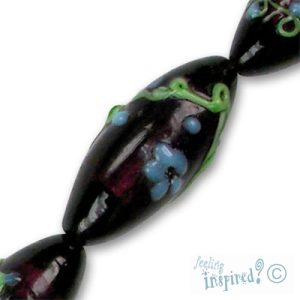 Oblong foil glass bead - Qty: 9 pcs. - FB0463