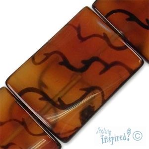 Twisted rectangular printed agate bead - Qty: 10 pcs. - GE0134