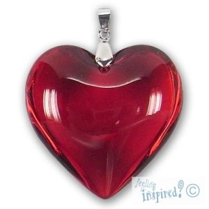 Glass heart pendant -Red- FP0123