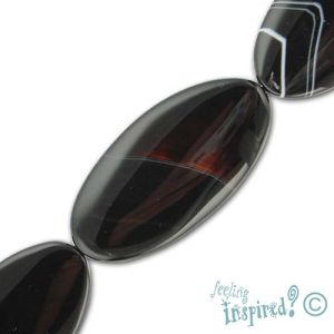 Flat oval agate bead 30mm x 60mm - Qty: 7 pcs. - GE0001