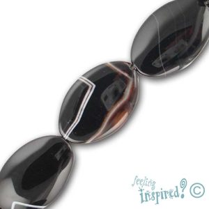 Flat oval agate bead 25mm x 40mm - Qty: 10 pcs. - GE0003