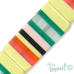 Flat rectangular acrylic bead  -Yellow, Green, Peach- Qty: 6 pcs. - AB1155