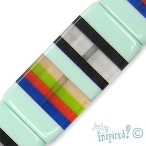 Flat rectangular acrylic bead  -Mint, Blue, Red- Qty: 6 pcs. - AB1156