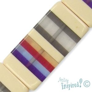 Flat rectangular acrylic bead  -Lemon, Purple, Red- Qty: 6 pcs. - AB1160