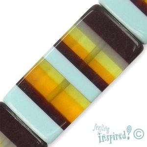 Flat rectangular acrylic bead -Brown, Amber, Light Blue - Qty: 6 pcs. - AB1157