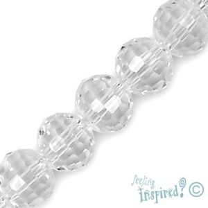 Faceted glass ball bead 10mm  -Clear- Qty: 32 pcs. - GB1087