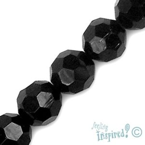 Faceted glass ball bead 10mm - Black - Qty: 33 pcs. - GB1575
