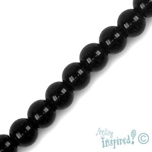 Glass ball bead 6mm - Black - Qty: 50 pcs. - GB5445