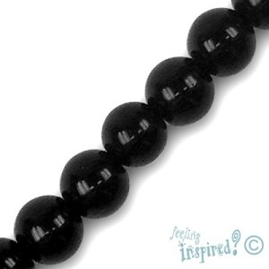 Glass ball bead 8mm  -Black- Qty: 39 pcs. - GB5448