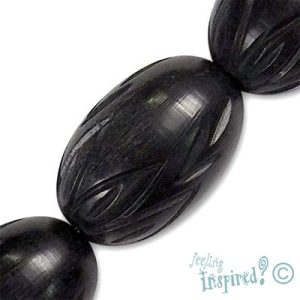 Oblong carved horn bead 19mm x 28mm - Qty: 11 pcs. - BH0004