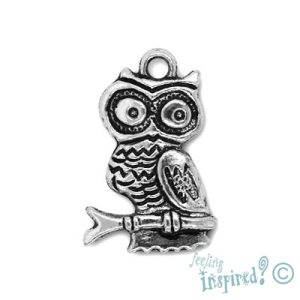 Metal owl charm - Qty: 12 pcs. - LF0304