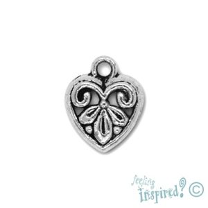 Metal heart charm - Qty: 46 pcs. - LF0313