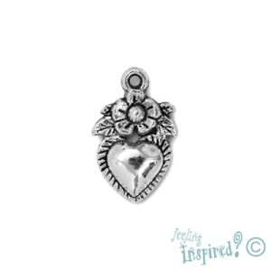 Metal heart charm - Qty: 30 pcs. - LF0315