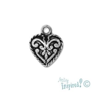 Metal heart charm - Qty: 30 pcs. - LF0314