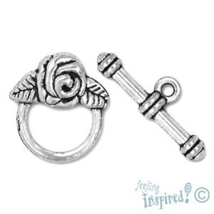 Rose toggle clasp LF0375 - Qty: 10 sets