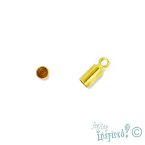Leather end 2.9mm x 5mm + 3mm ring - Qty: 60 pcs. - FI7320