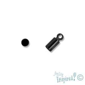 Leather end 2.9mm x 5mm + 3mm ring  -Black- Qty: 60 pcs. - FI7322