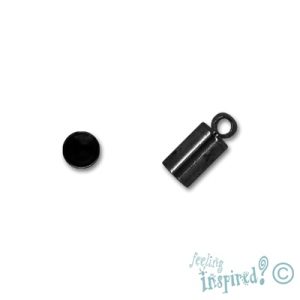 Leather end 4mm x 9mm + 3mm ring - Qty: 25 pcs. - FI7326
