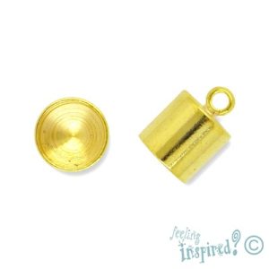 Leather end 9mm x 9mm + 3mm ring - Qty: 10 pcs. - FI7340