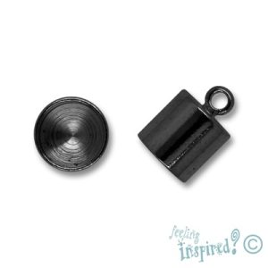 Leather end 9mm x 9mm + 3mm ring - Qty: 10 pcs. - FI7342