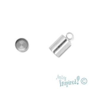 Leather end 5mm x 7mm + 3mm ring - Qty: 25 pcs. - FI7327