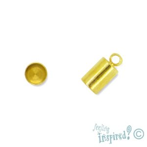 Leather end 5mm x 7mm + 3mm ring - Qty: 46 pcs. - FI7328