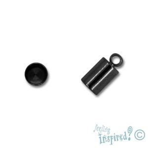 Leather end 5mm x 7mm + 3mm ring - Qty: 46 pcs. - FI7329