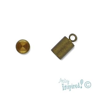 Leather end 5mm x 7mm + 3mm ring - Qty: 46 pcs. - FI7330