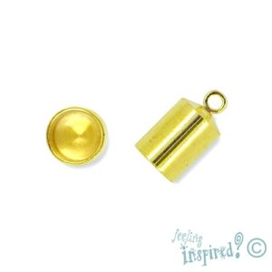 Leather end 7mm x 9mm + 3mm ring - Qty: 14 pcs. - FI7337