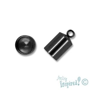Leather end 7mm x 9mm + 3mm ring - Qty: 14 pcs. - FI7338