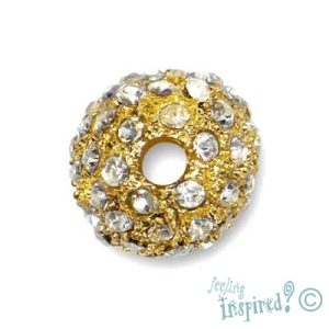 Diamante-set ball bead  -Gold- 15mm - FE0389