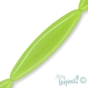 Flat oblong acrylic bead -Lime Green- Qty: 7 pcs. - AB1395